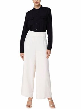 NWT Veiled New York Basma Linen Wide Leg Pants in Off White Size Medium